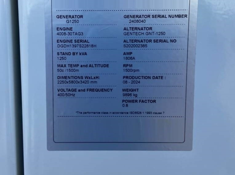Perkins 4008TAG3 - 1.250 kVA Generator - DPX-21070 - Generador industriale: foto 4 Perkins 4008TAG3 - 1.250 kVA Generator - DPX-21070 - Generador industriale: foto 4