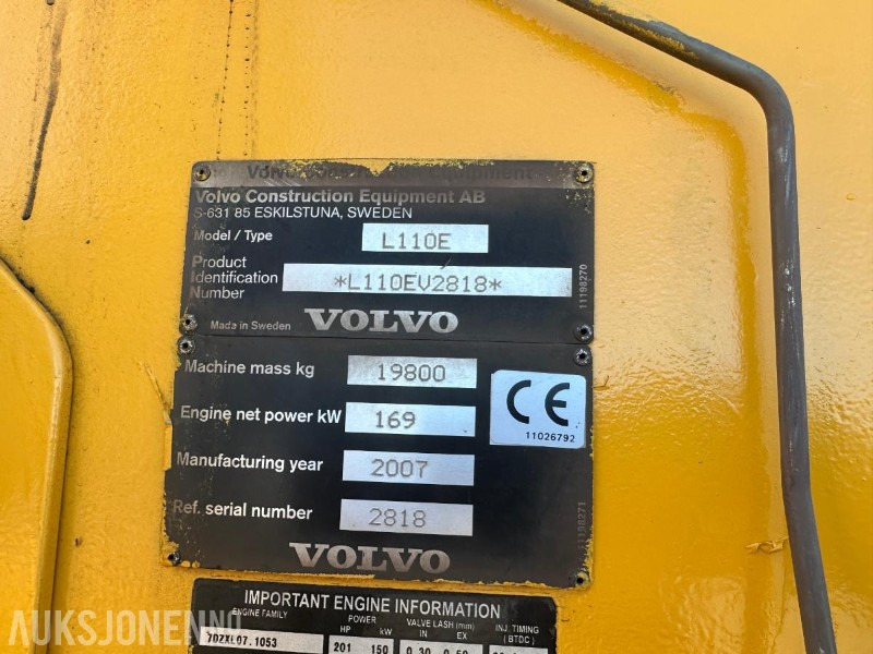 2007 Volvo L110E HJULLASTER - 11000 Timer - Cargadora de ruedas: foto 4 2007 Volvo L110E HJULLASTER - 11000 Timer - Cargadora de ruedas: foto 4