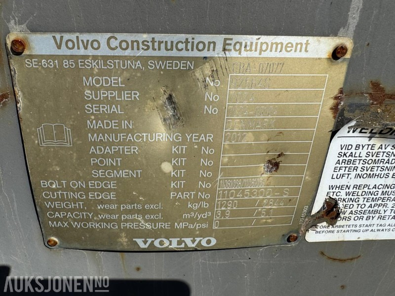 2012 Volvo 92564S Hjullasterskuff - Implemento para Maquinaria de construcción: foto 5 2012 Volvo 92564S Hjullasterskuff - Implemento para Maquinaria de construcción: foto 5