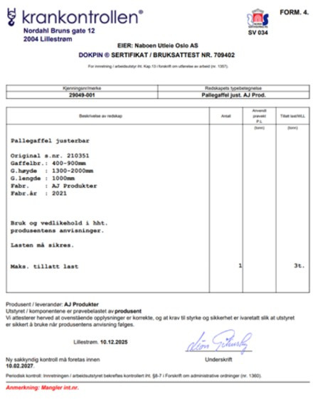 Pallegafler til håndtering av paller med kran / Kapasitet 3000 kg - Implemento para Maquinaria de construcción: foto 3 Pallegafler til håndtering av paller med kran / Kapasitet 3000 kg - Implemento para Maquinaria de construcción: foto 3