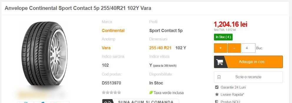 Anvelope Continental NOI ContisportContact 255 / 40 ZR 21 - Neumático para Coche: foto 3 Anvelope Continental NOI ContisportContact 255 / 40 ZR 21 - Neumático para Coche: foto 3