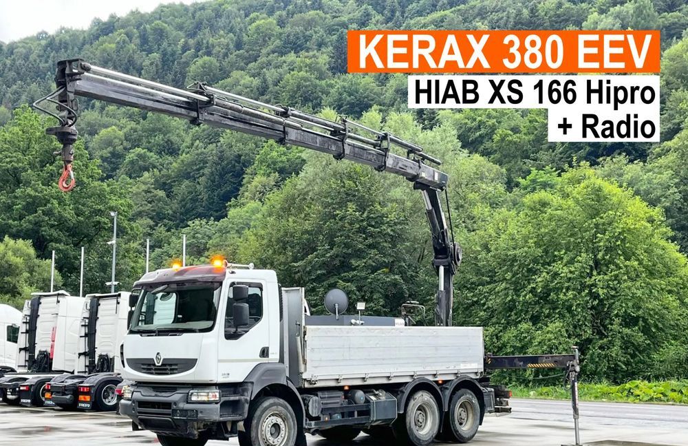 Renault Kerax 380 EEV // Skrzynia Burtowa // HIAB XS166 Hipro + Radio // Zwolnice //  // - Camión caja abierta, Camión grúa: foto 1 Renault Kerax 380 EEV // Skrzynia Burtowa // HIAB XS166 Hipro + Radio // Zwolnice //  // - Camión caja abierta, Camión grúa: foto 1