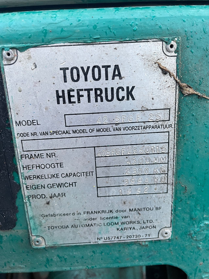 Carretilla elevadora Toyota 42 5fgf25 2.5 Toyota heftruck LPG Triplo: foto 8