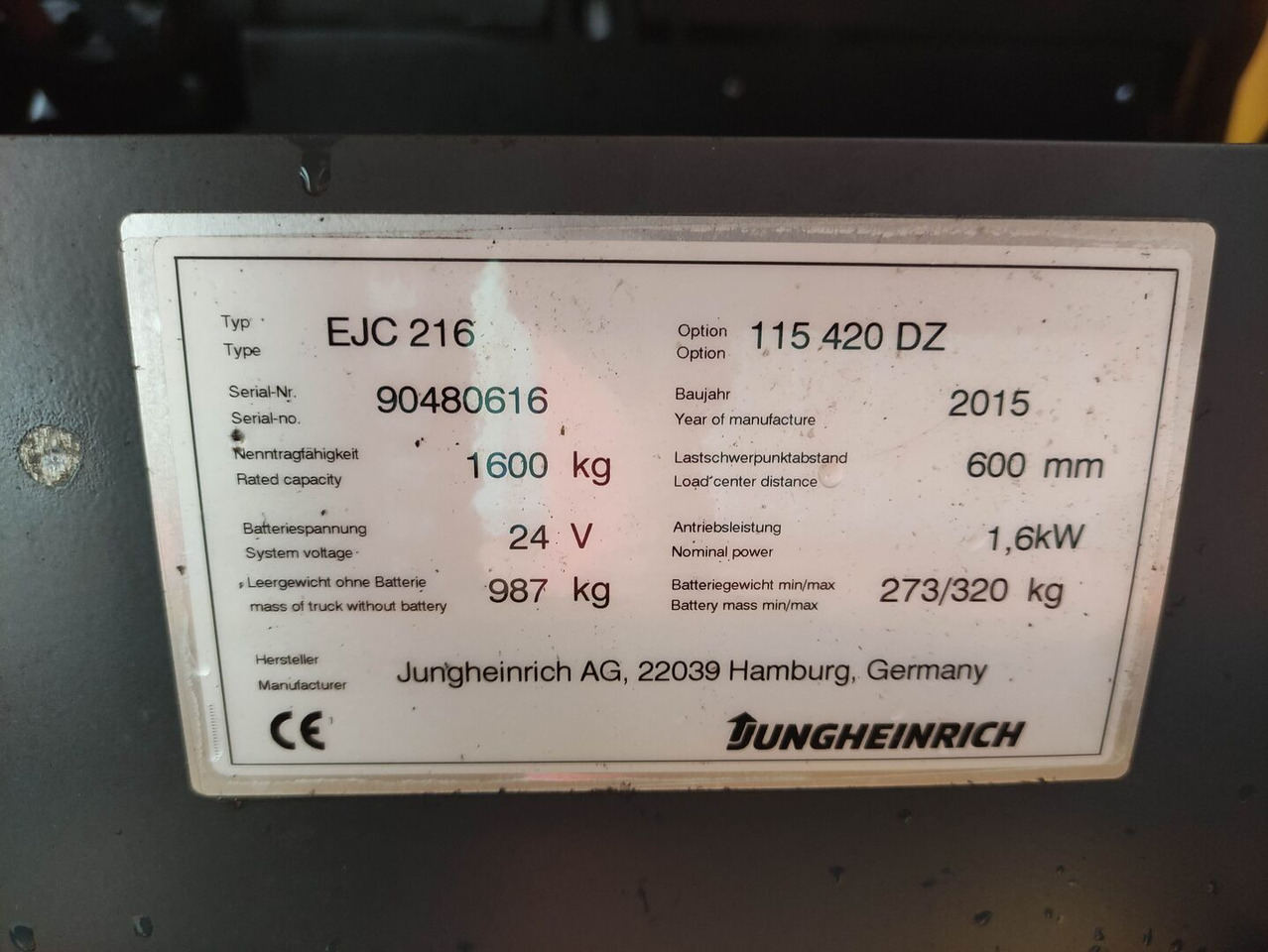 Jungheinrich EJC 216 - Apilador: foto 5 Jungheinrich EJC 216 - Apilador: foto 5