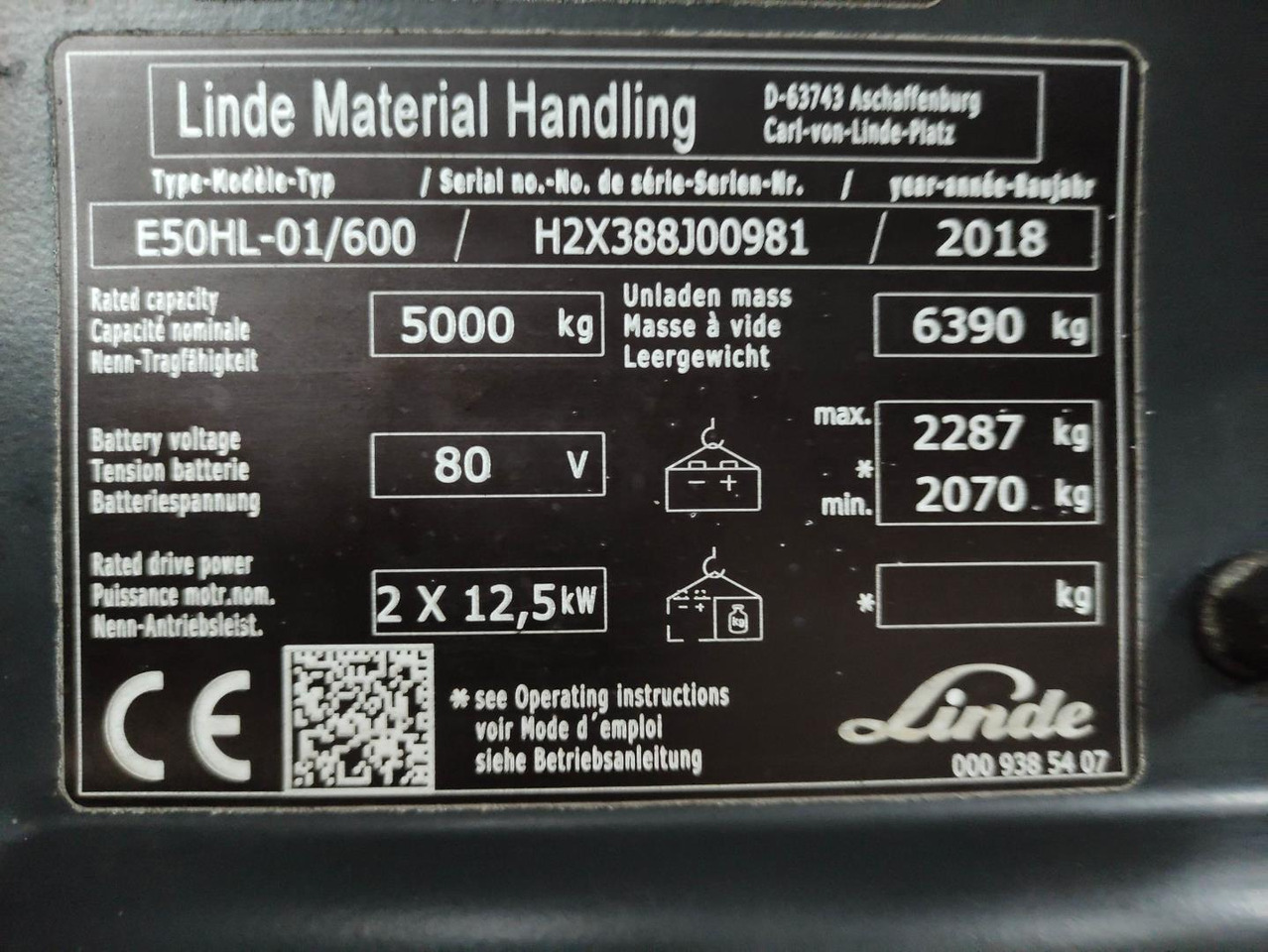 Carretilla elevadora eléctrica Linde E50HL-01-600: foto 7