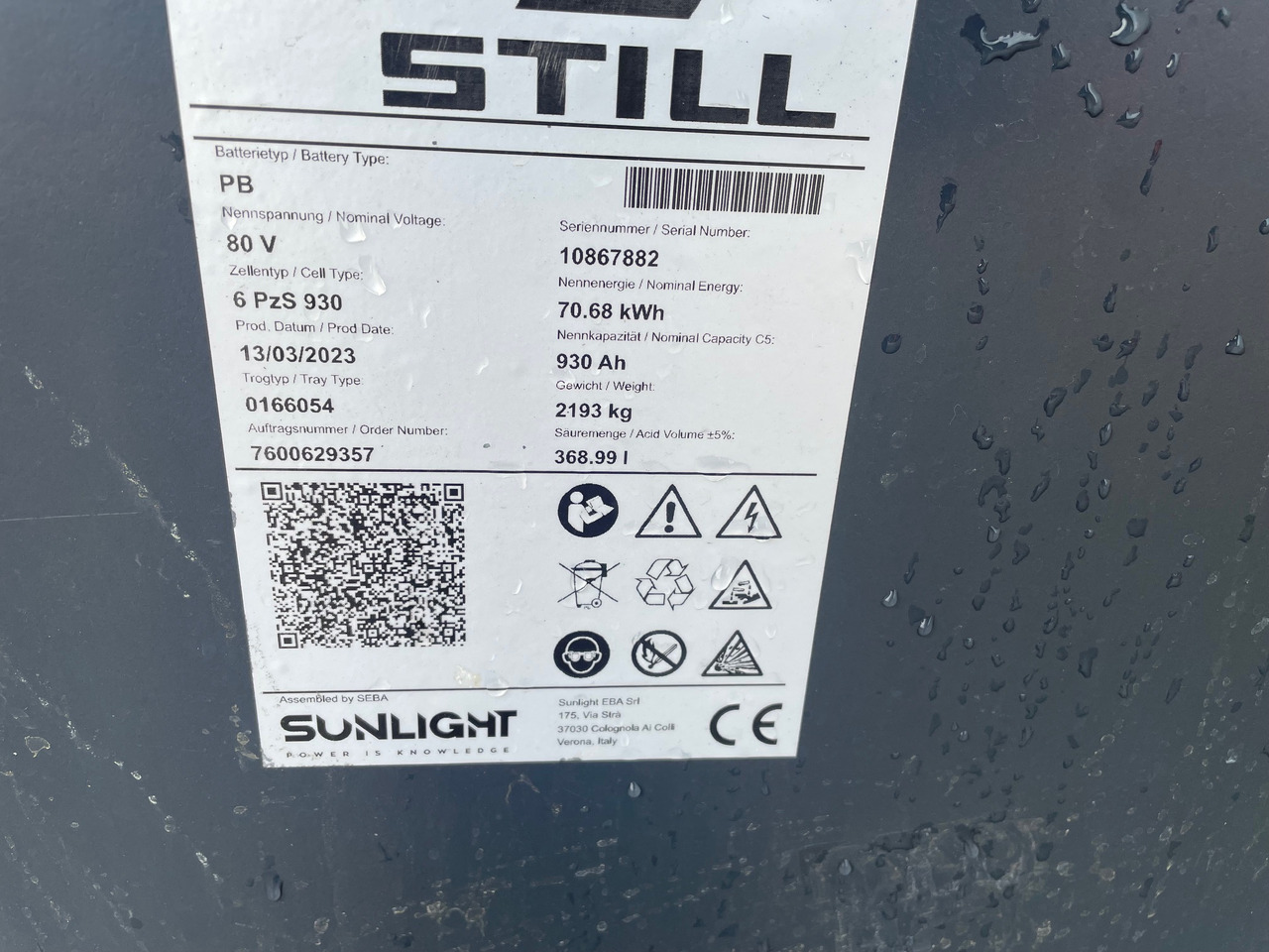 Sunlight 80V 6 PzS 930 - Acumulador para Equipo de manutención: foto 2 Sunlight 80V 6 PzS 930 - Acumulador para Equipo de manutención: foto 2