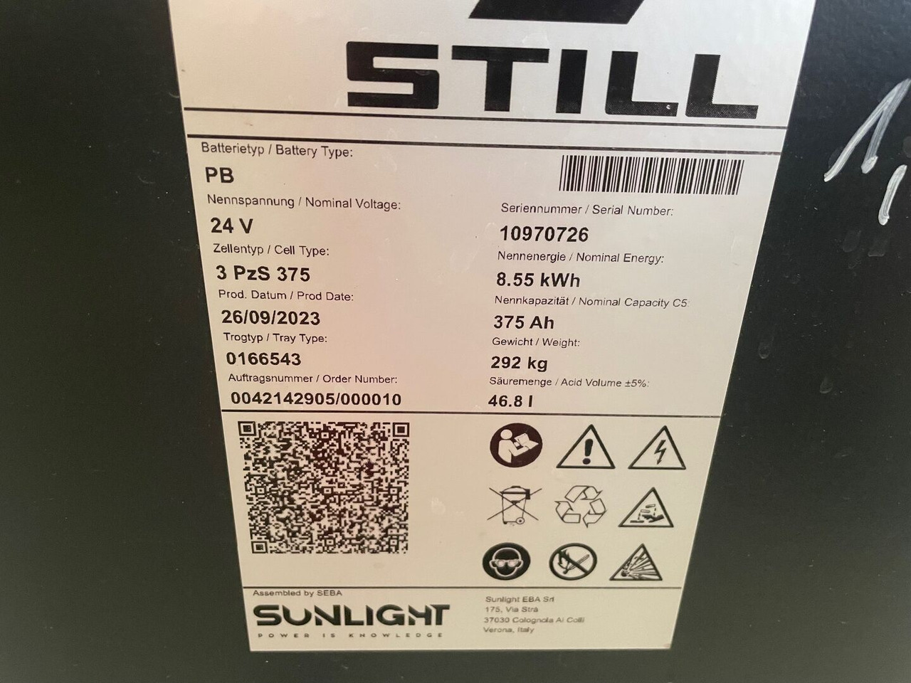 Sunlight I 24 Volt I 3 PzS 375 - Acumulador para Equipo de manutención: foto 2 Sunlight I 24 Volt I 3 PzS 375 - Acumulador para Equipo de manutención: foto 2