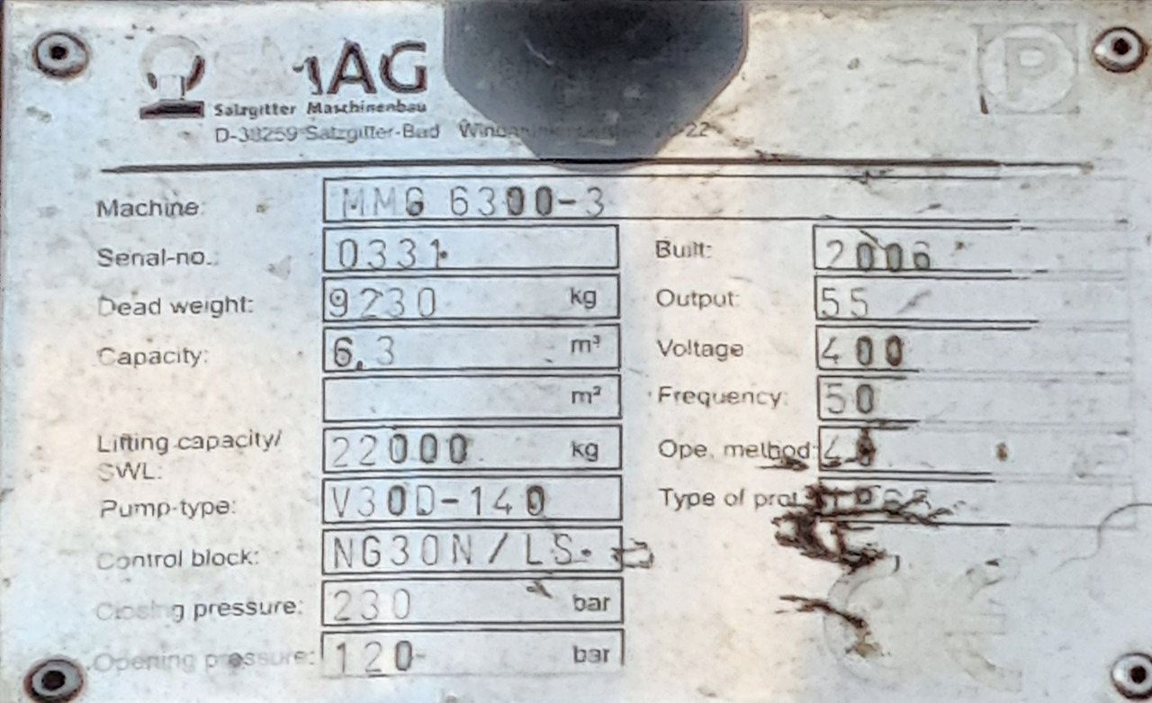 Peiner SMAG MMG 6300-3-S - Pinza de manipulación para Equipo portuario: foto 5 Peiner SMAG MMG 6300-3-S - Pinza de manipulación para Equipo portuario: foto 5