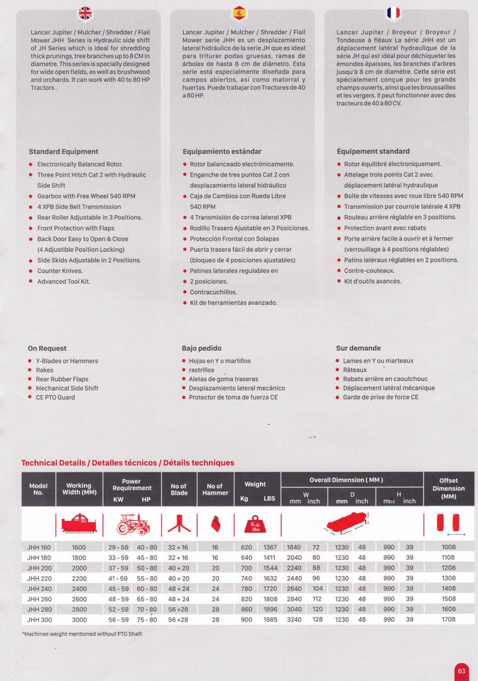 Lancer JUPITER JHH 280 - Desbrozadora de martillos: foto 3 Lancer JUPITER JHH 280 - Desbrozadora de martillos: foto 3