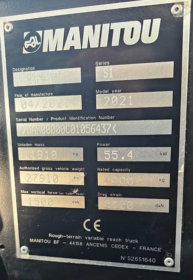 Manipulador telescópico Manitou MT 1840 EASY 75 S1 no AdBlue: foto 18 Manipulador telescópico Manitou MT 1840 EASY 75 S1 no AdBlue: foto 18