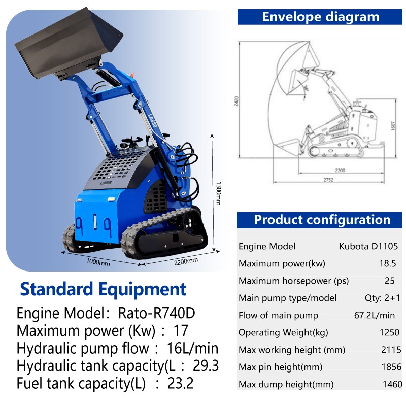 LEZUM LA380 Mini Skid Steer Loader Compact Track Diesel Cheap Mini Skid Steer Loader For Sale With Mini Skid Steer Attachments 4 In 1 Bucket - Minicargadora: foto 2 LEZUM LA380 Mini Skid Steer Loader Compact Track Diesel Cheap Mini Skid Steer Loader For Sale With Mini Skid Steer Attachments 4 In 1 Bucket - Minicargadora: foto 2