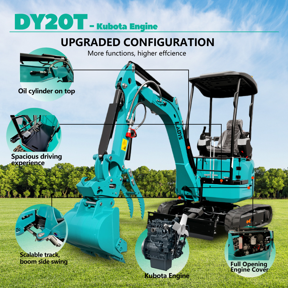 LADYS DY20T Mini Excavator Euro 5/Epa Engine Kubota Mini Excavator For Sale - Miniexcavadora: foto 3 LADYS DY20T Mini Excavator Euro 5/Epa Engine Kubota Mini Excavator For Sale - Miniexcavadora: foto 3
