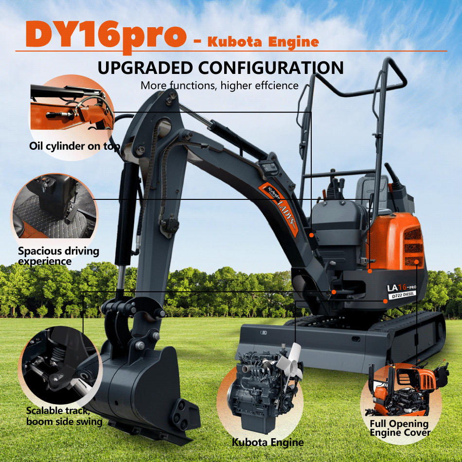 LADYS LA16Pro Mini Excavator Digger Miniexcavadora EPA Kubota Engine Mini Excavator For Sale With Mini Excavator Attachment Set - Miniexcavadora: foto 3 LADYS LA16Pro Mini Excavator Digger Miniexcavadora EPA Kubota Engine Mini Excavator For Sale With Mini Excavator Attachment Set - Miniexcavadora: foto 3