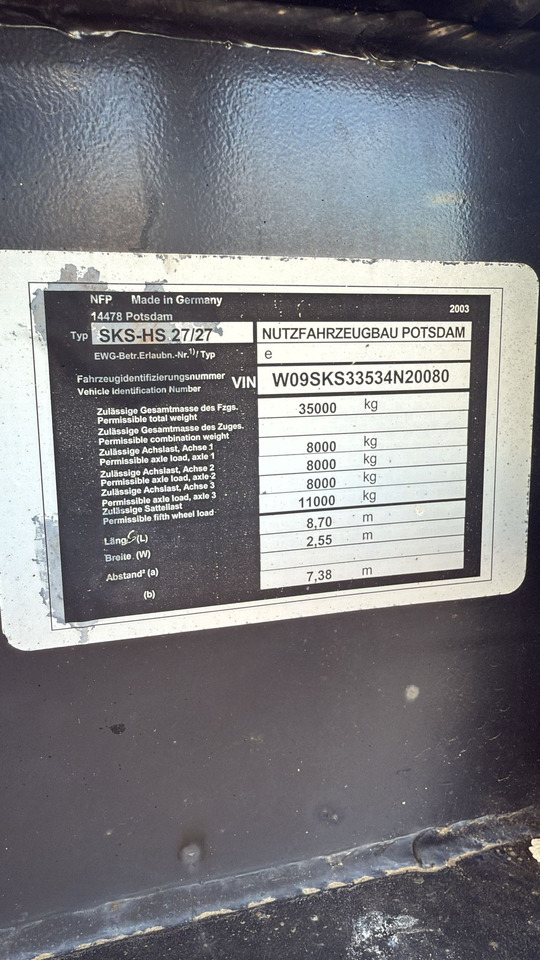 Semirremolque volquete NPF-POTSDAM SKS 27 Tipper Semi-trailer: foto 7 Semirremolque volquete NPF-POTSDAM SKS 27 Tipper Semi-trailer: foto 7