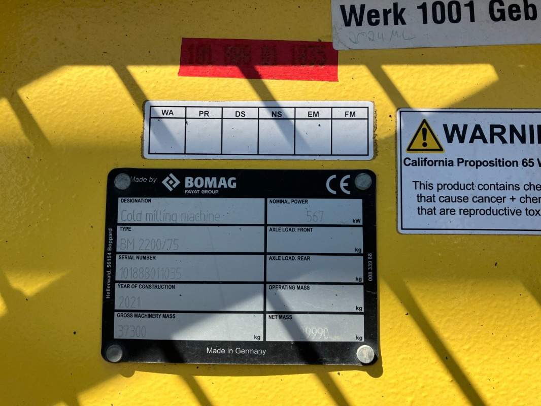 BOMAG DE BM 2200/75 Stage IV/Tier 4f - Fresadora en frío: foto 2 BOMAG DE BM 2200/75 Stage IV/Tier 4f - Fresadora en frío: foto 2