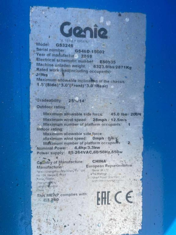 Genie GS-2646 - Plataforma de tijeras: foto 4 Genie GS-2646 - Plataforma de tijeras: foto 4