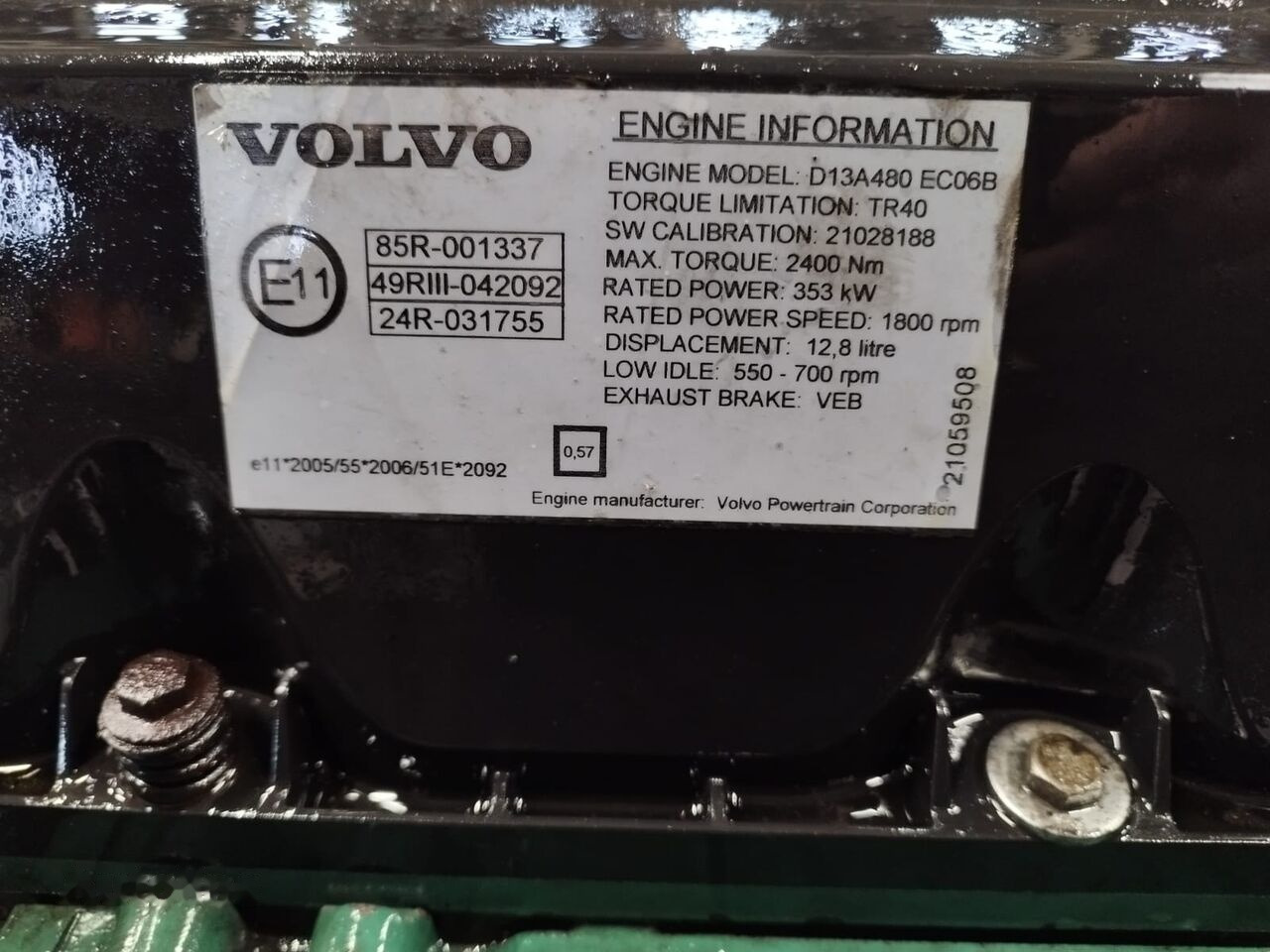 Volvo 480 E3 D13A Volvo FH13 FM13 - Motor para Camión: foto 3 Volvo 480 E3 D13A Volvo FH13 FM13 - Motor para Camión: foto 3