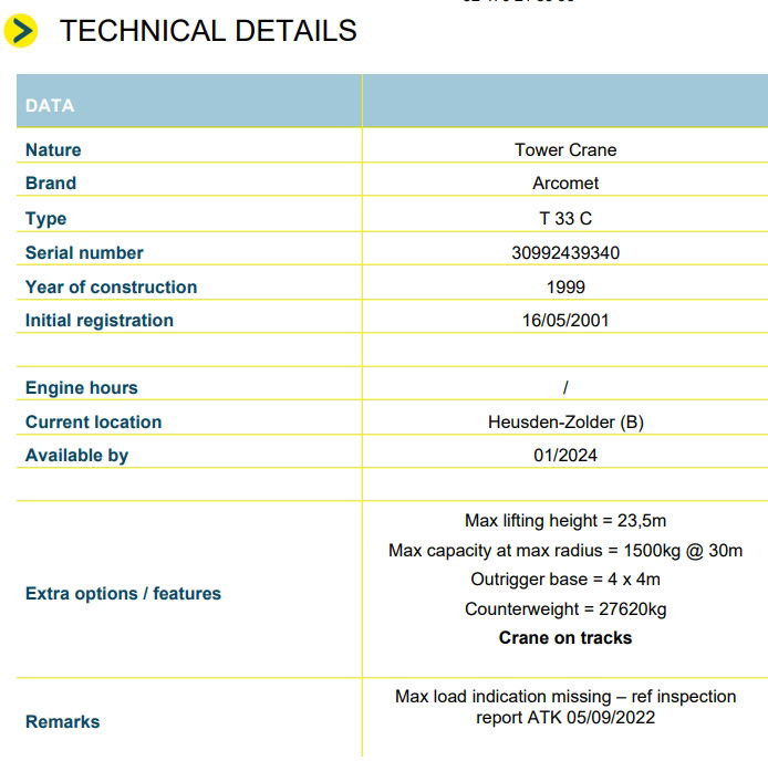 Arcomet T 33 C - Grúa automontante: foto 2 Arcomet T 33 C - Grúa automontante: foto 2