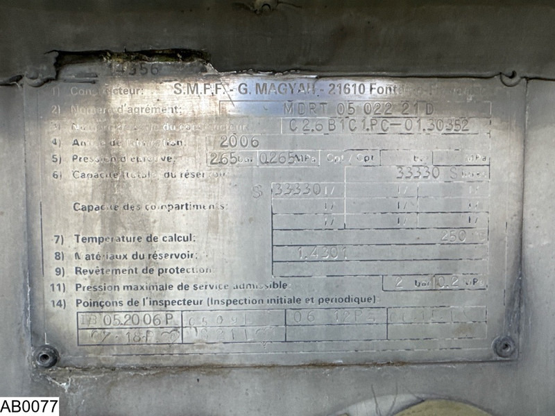Magyar Bitum 33330 Litres, 1 Compartment - Semirremolque cisterna: foto 5 Magyar Bitum 33330 Litres, 1 Compartment - Semirremolque cisterna: foto 5