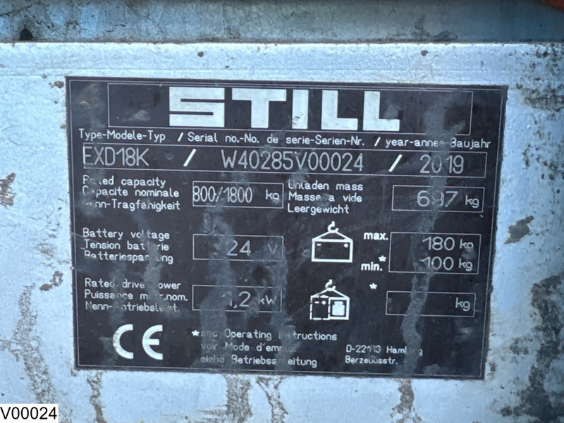 Still EXD18K 1800 kg, 2.10 m, Electric, 362 hours - Apilador: foto 5 Still EXD18K 1800 kg, 2.10 m, Electric, 362 hours - Apilador: foto 5