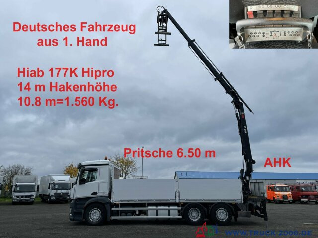 Mercedes-Benz Antos 2542 Hiab 177K HIPRO mit Funkfernbedienung - Camión caja abierta, Camión grúa: foto 1 Mercedes-Benz Antos 2542 Hiab 177K HIPRO mit Funkfernbedienung - Camión caja abierta, Camión grúa: foto 1
