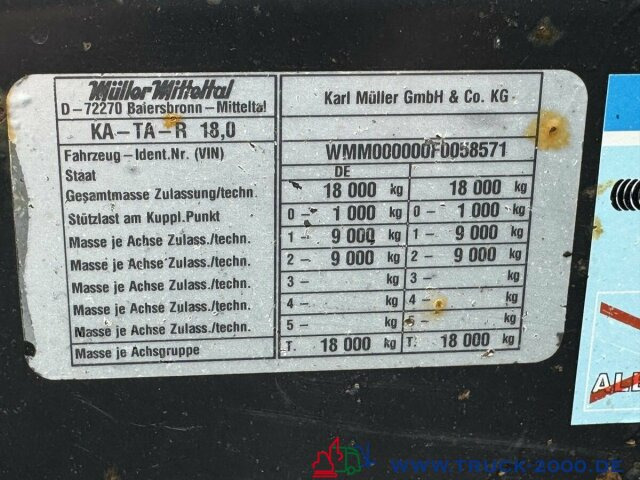 Müller-Mitteltal KA-TA- R 18,0 Tandem 3 Seitenkipper NL 13.500kg - Remolque volquete: foto 4 Müller-Mitteltal KA-TA- R 18,0 Tandem 3 Seitenkipper NL 13.500kg - Remolque volquete: foto 4