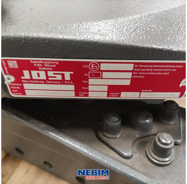 Piezas de recambio para Camión Volvo Volvo - 20424368 - Koppelschotel Jost JSK42 150MM: foto 6