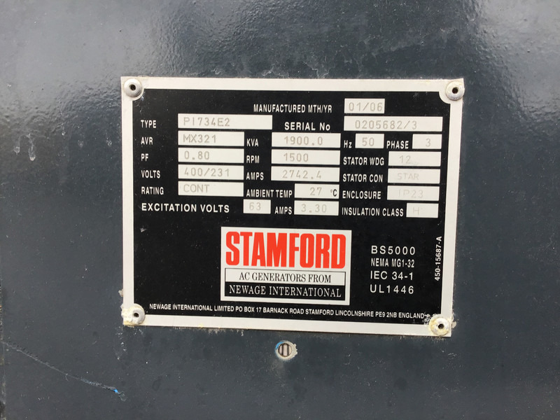 Stamford PI734E2 LOOSE GENERATOR 1900KVA NEW - Generador industriale: foto 4 Stamford PI734E2 LOOSE GENERATOR 1900KVA NEW - Generador industriale: foto 4
