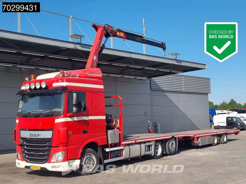 DAF XF 440 6X2 NL-combi Transporter HMF 900-K2 Kran Winch Lift-Lenkachse Euro 6 - Camión caja abierta, Camión grúa: foto 1 DAF XF 440 6X2 NL-combi Transporter HMF 900-K2 Kran Winch Lift-Lenkachse Euro 6 - Camión caja abierta, Camión grúa: foto 1