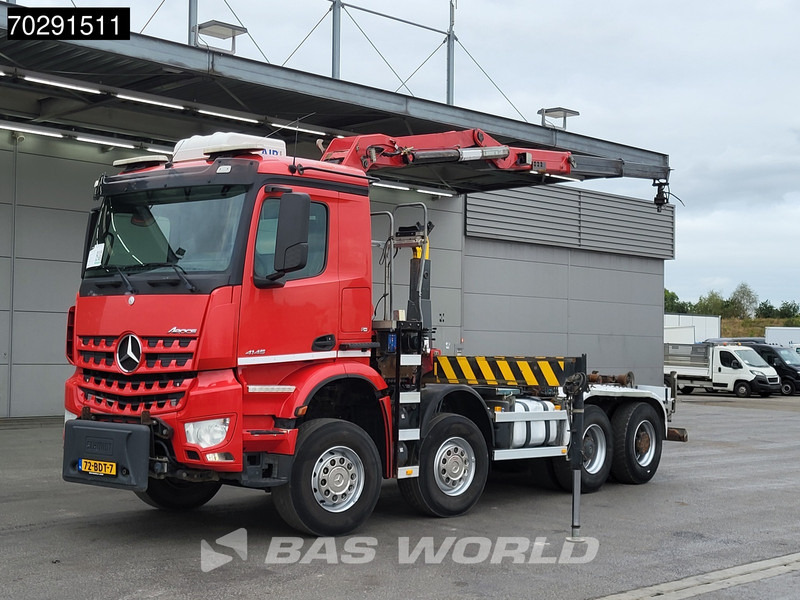 Camión multibasculante, Camión grúa Mercedes-Benz Arocs 4145 8X4 NL-Truck HMF RCL 5300 Crane Hyva 26-51-S Hooklift Steelsuspension Big-Axle Automatic Euro 6: foto 6