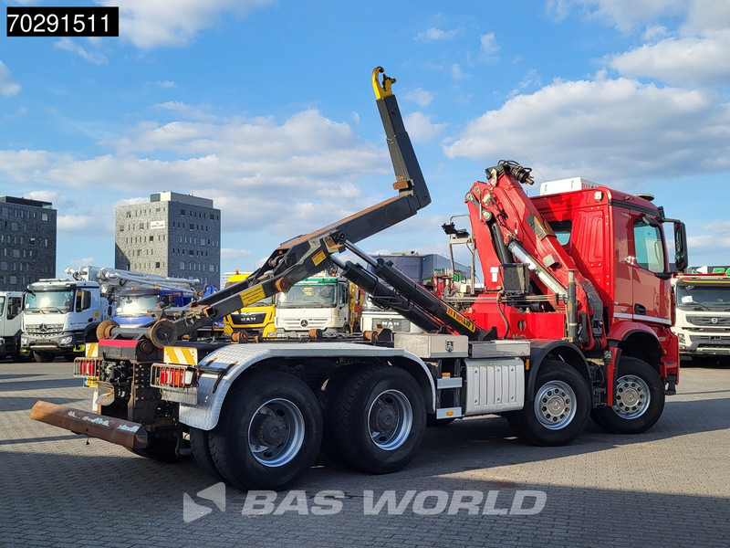 Camión multibasculante, Camión grúa Mercedes-Benz Arocs 4145 8X4 NL-Truck HMF RCL 5300 Crane Hyva 26-51-S Hooklift Steelsuspension Big-Axle Automatic Euro 6: foto 8