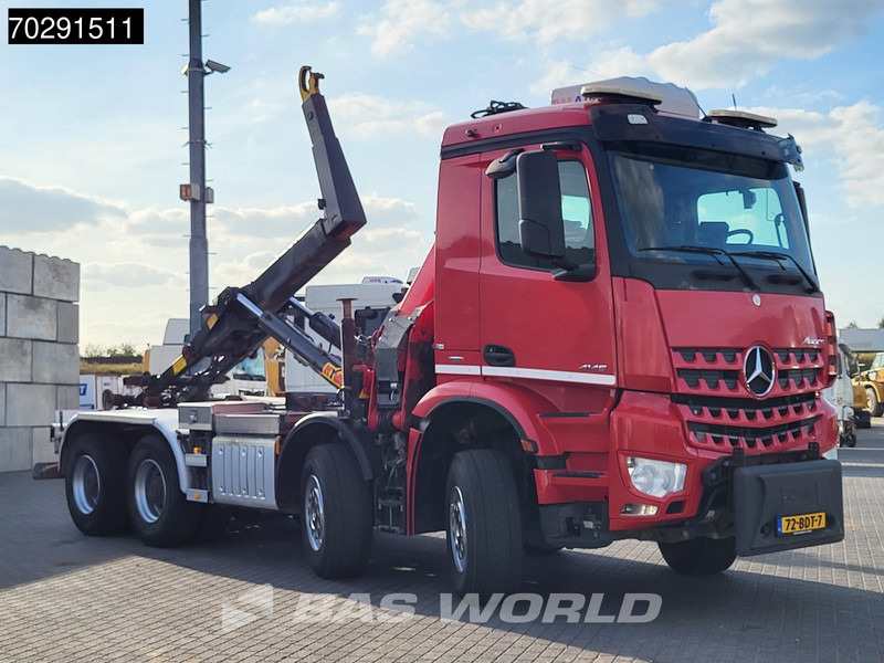 Camión multibasculante, Camión grúa Mercedes-Benz Arocs 4145 8X4 NL-Truck HMF RCL 5300 Crane Hyva 26-51-S Hooklift Steelsuspension Big-Axle Automatic Euro 6: foto 9