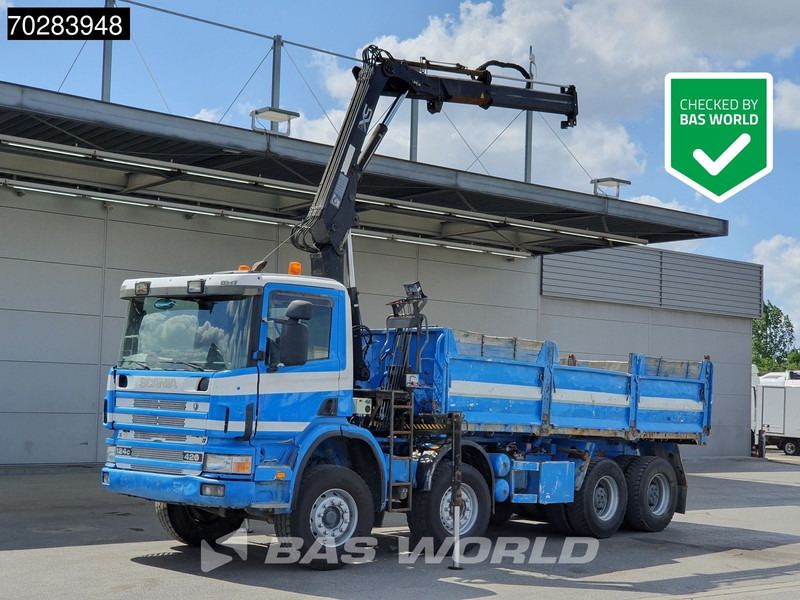 Scania G420 8X4 15m3 tipper Hiab 144 Crane Steelsuspension Manual Big-Axle Euro 3 - Camión volquete, Camión grúa: foto 1 Scania G420 8X4 15m3 tipper Hiab 144 Crane Steelsuspension Manual Big-Axle Euro 3 - Camión volquete, Camión grúa: foto 1