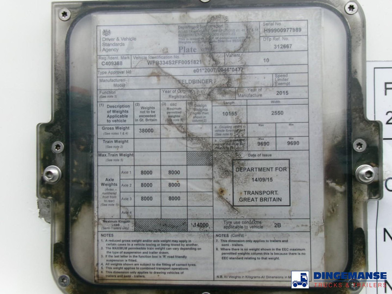 Semirremolque cisterna Feldbinder Powder tank alu 36 m3 / 1 comp: foto 20 Semirremolque cisterna Feldbinder Powder tank alu 36 m3 / 1 comp: foto 20