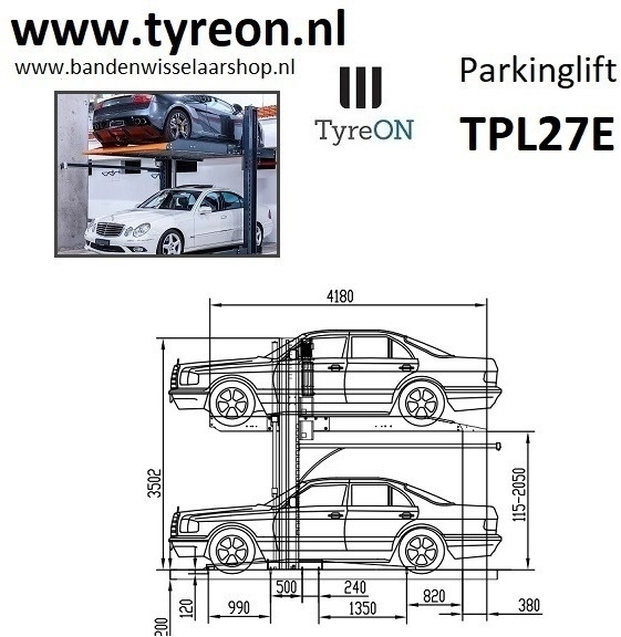 TPL27E-3 car parking lift - electric release of safety locks - no air pressure required - 4 columns - 6 cars - Equipo de taller: foto 4 TPL27E-3 car parking lift - electric release of safety locks - no air pressure required - 4 columns - 6 cars - Equipo de taller: foto 4