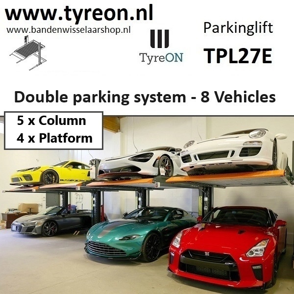 TPL27E-4 car parking lift - electric release of safety locks - no air pressure required - 5 columns - 8 cars - Equipo de taller: foto 1 TPL27E-4 car parking lift - electric release of safety locks - no air pressure required - 5 columns - 8 cars - Equipo de taller: foto 1
