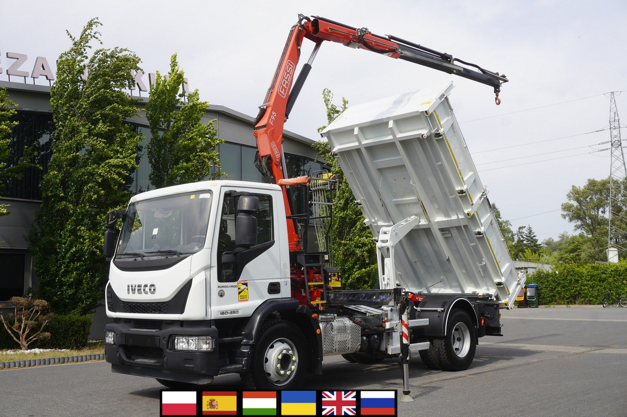 IVECO Eurocargo 160-250 / Fassi F95 crane / 120 tho. km / 3-sided tipper - Camión volquete, Camión grúa: foto 1 IVECO Eurocargo 160-250 / Fassi F95 crane / 120 tho. km / 3-sided tipper - Camión volquete, Camión grúa: foto 1