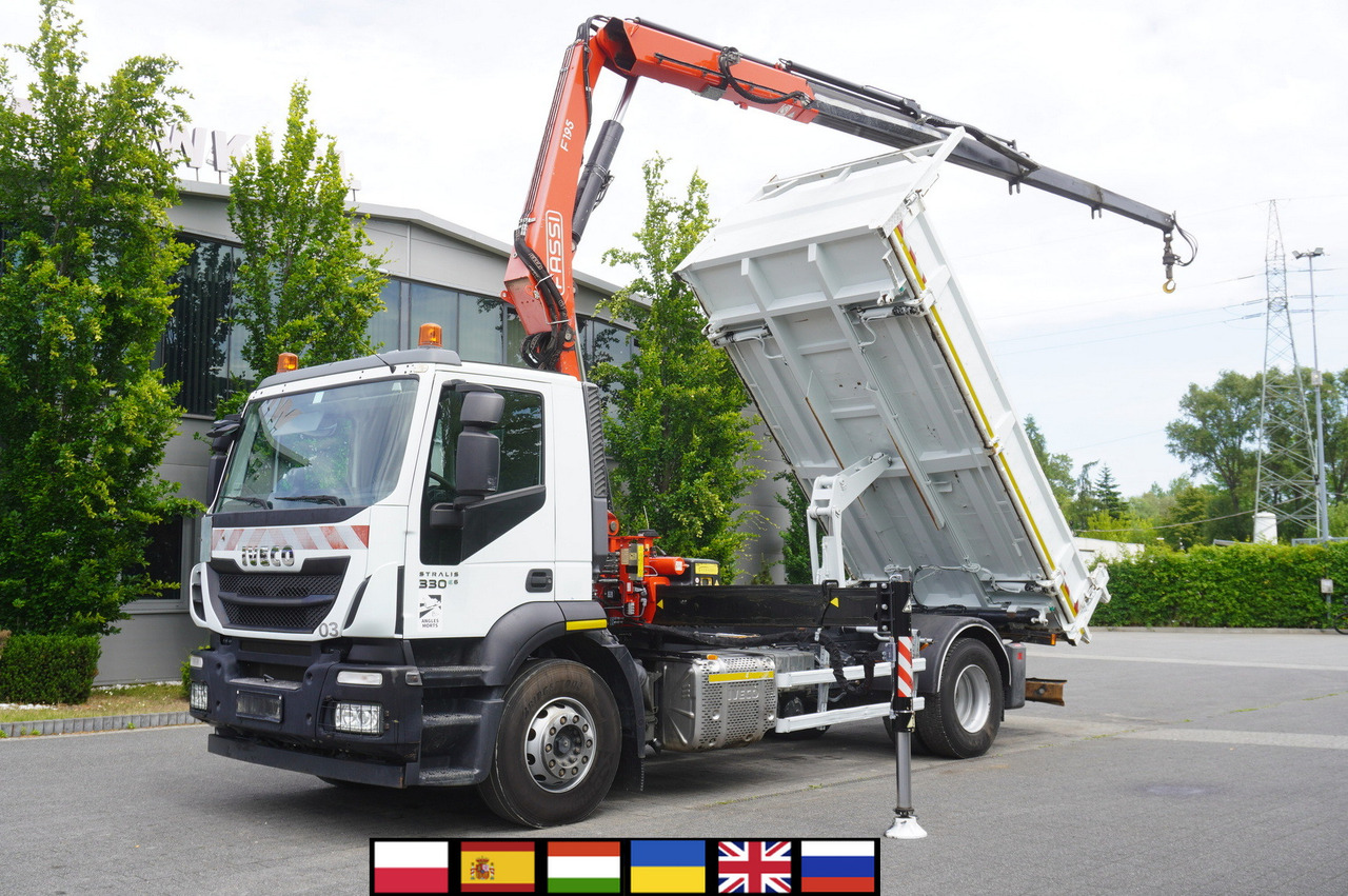 IVECO STRALIS 330 E6 / FASSI 195A 8.5 T / 3-side tipper - Camión volquete, Camión grúa: foto 1 IVECO STRALIS 330 E6 / FASSI 195A 8.5 T / 3-side tipper - Camión volquete, Camión grúa: foto 1
