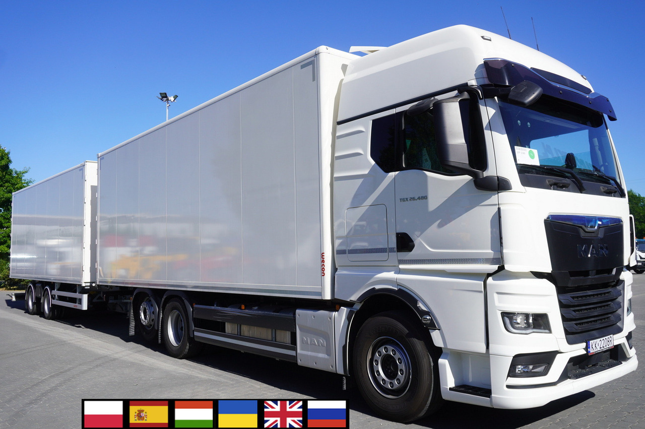 MAN TGX 26.480 6×2-2 LL CH NEW / 19 EPAL box / New Wecon walkthrough box trailer 19 EPAL / 2025.06 !!! - Camión caja cerrada: foto 1 MAN TGX 26.480 6×2-2 LL CH NEW / 19 EPAL box / New Wecon walkthrough box trailer 19 EPAL / 2025.06 !!! - Camión caja cerrada: foto 1