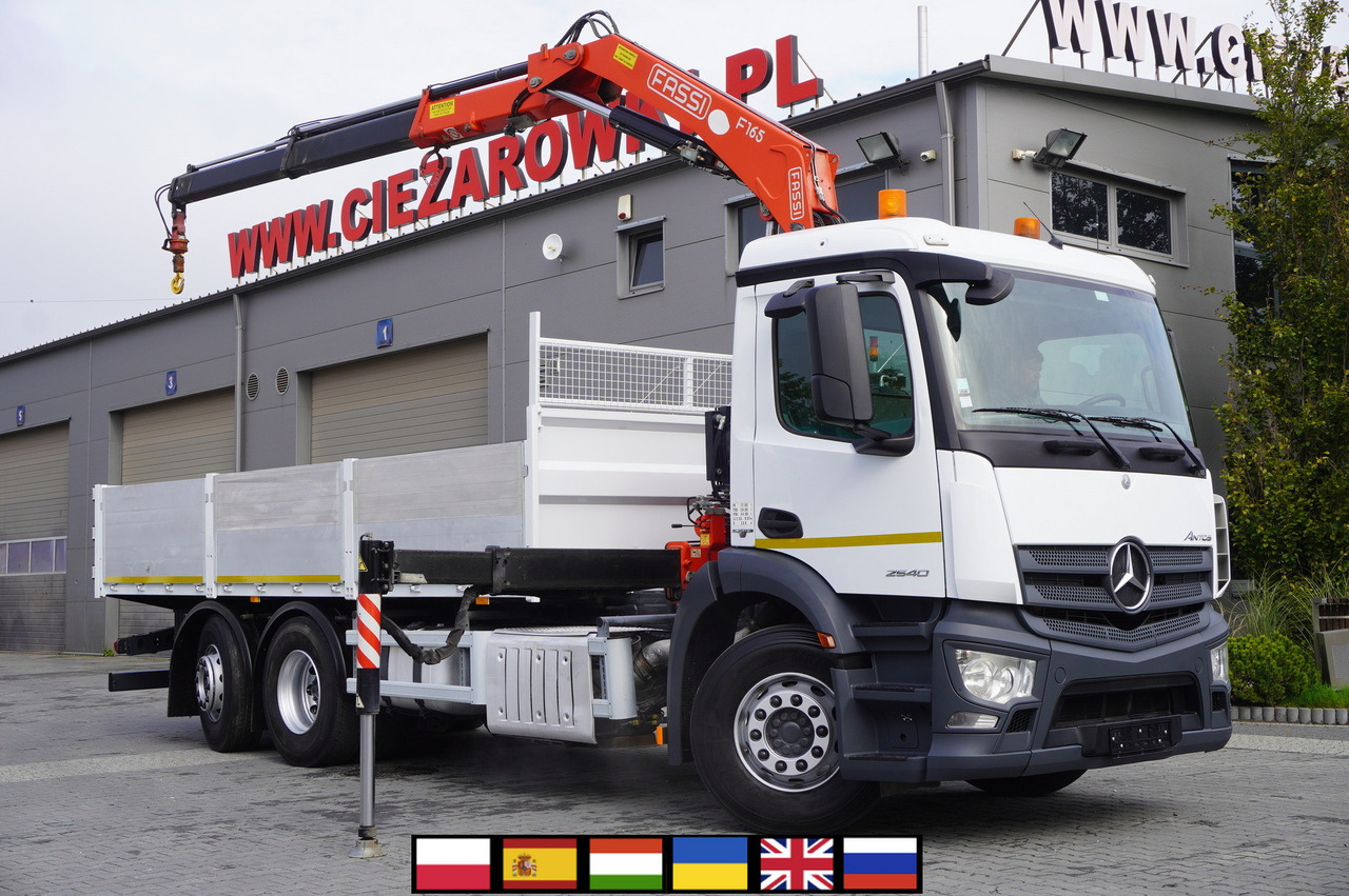 MERCEDES-BENZ Antos 2540 / Flatbed 15 EPAL / Fassi F165 / 6.1 t / 8 m reach / remote control / rotator / 1600 MTH / steered axle - Camión caja abierta, Camión grúa: foto 1 MERCEDES-BENZ Antos 2540 / Flatbed 15 EPAL / Fassi F165 / 6.1 t / 8 m reach / remote control / rotator / 1600 MTH / steered axle - Camión caja abierta, Camión grúa: foto 1