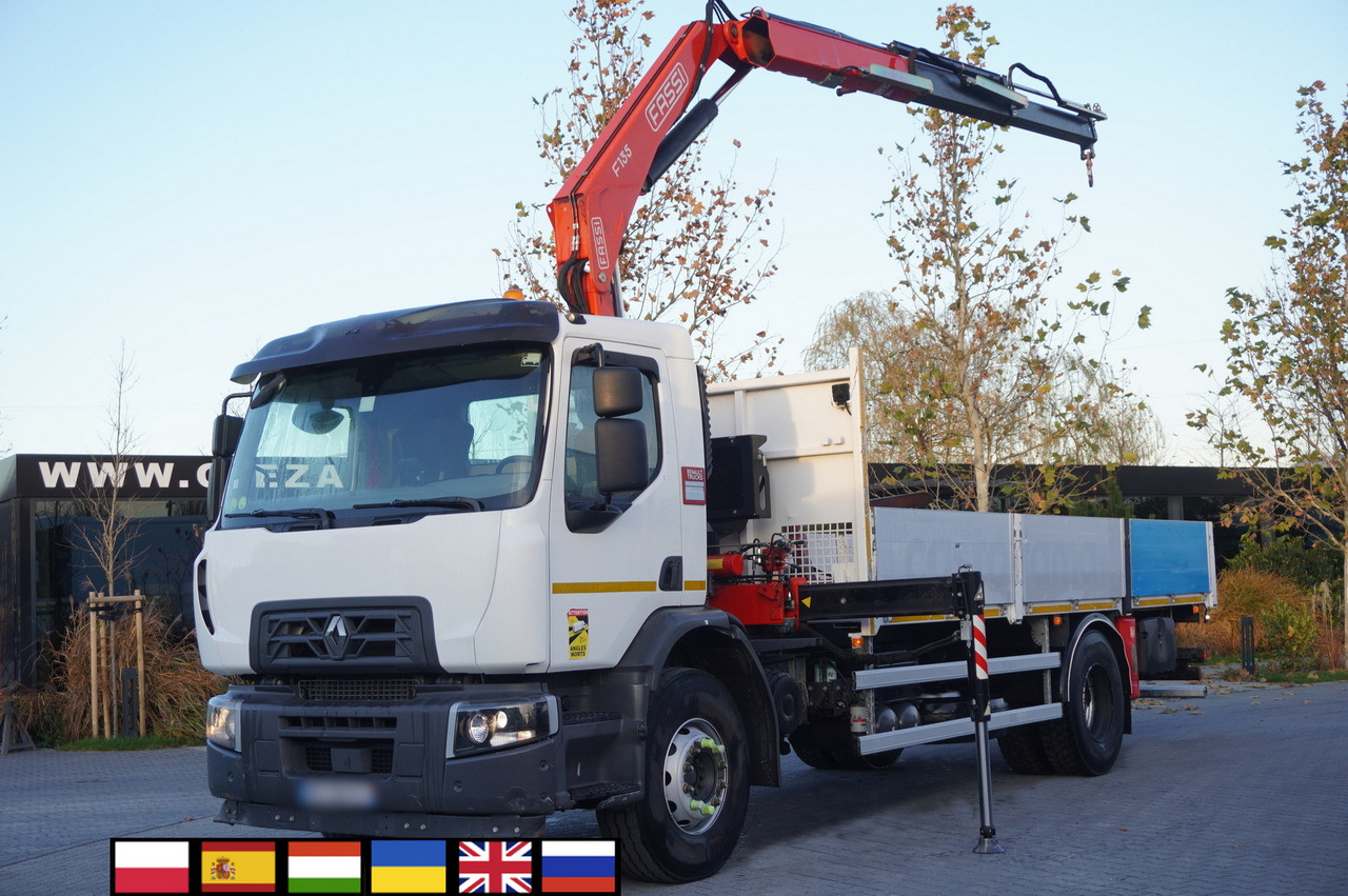 RENAULT C280 DTI 8 / FASSI crane 5.6 T / range 8 m / Flatbed 15 EPAL - Camión grúa: foto 1 RENAULT C280 DTI 8 / FASSI crane 5.6 T / range 8 m / Flatbed 15 EPAL - Camión grúa: foto 1