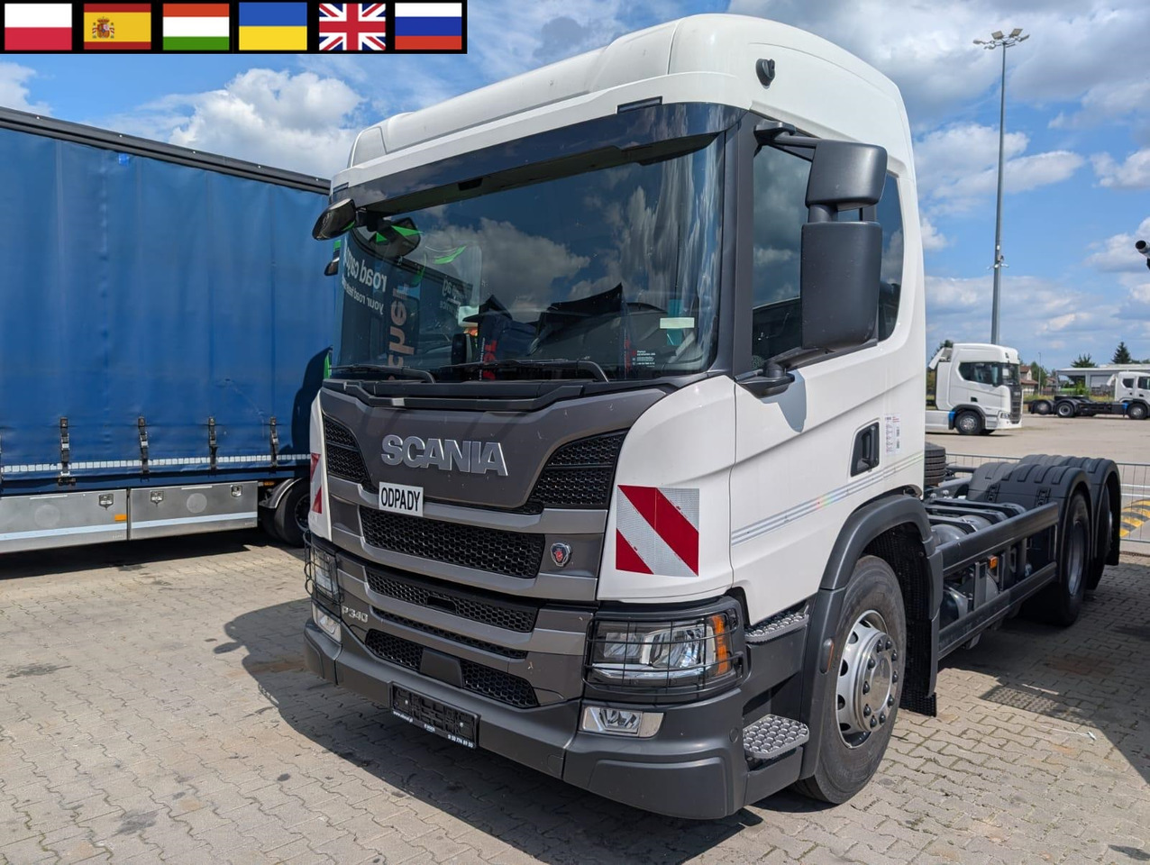 SCANIA P 340 B6x2*4NA / chassis frame / steering axle / CNG / large cab / 8 units - Camión chasis: foto 1 SCANIA P 340 B6x2*4NA / chassis frame / steering axle / CNG / large cab / 8 units - Camión chasis: foto 1