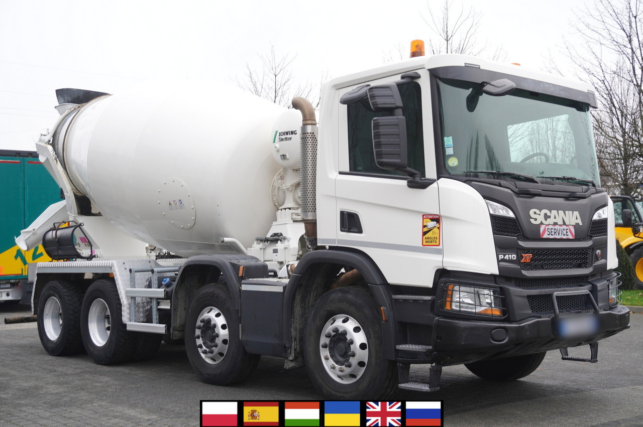 SCANIA P410 XT 8x4 / 80 tho. km!!! / SCHWING-STATTER AM 9 FHC 9 m3 concrete mixer - Camión hormigonera: foto 1 SCANIA P410 XT 8x4 / 80 tho. km!!! / SCHWING-STATTER AM 9 FHC 9 m3 concrete mixer - Camión hormigonera: foto 1