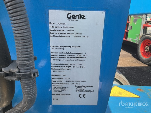 2015 Genie Z40/23NRJ Articulating Boom Lift - Plataforma articulada: foto 1 2015 Genie Z40/23NRJ Articulating Boom Lift - Plataforma articulada: foto 1