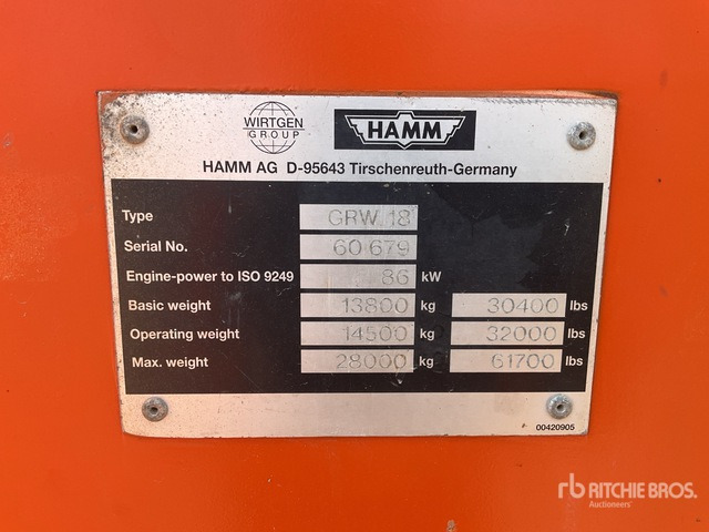 2003 Hamm GRW18 8 Wheel Pneumatic Roller - Rodillo de neumáticos: foto 1 2003 Hamm GRW18 8 Wheel Pneumatic Roller - Rodillo de neumáticos: foto 1
