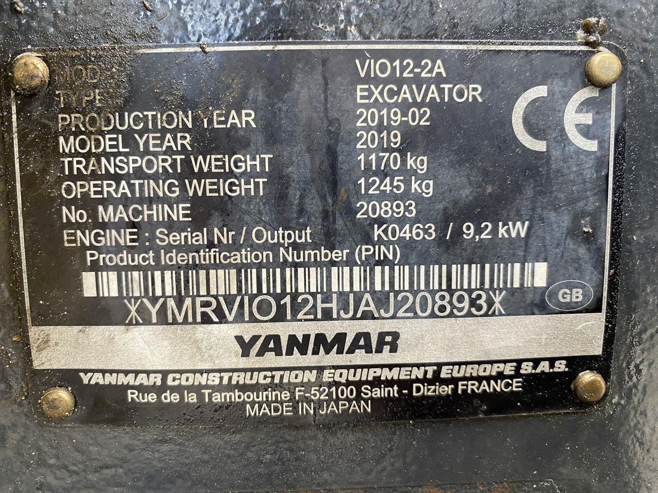 Miniexcavadora Yanmar VIO12: foto 10