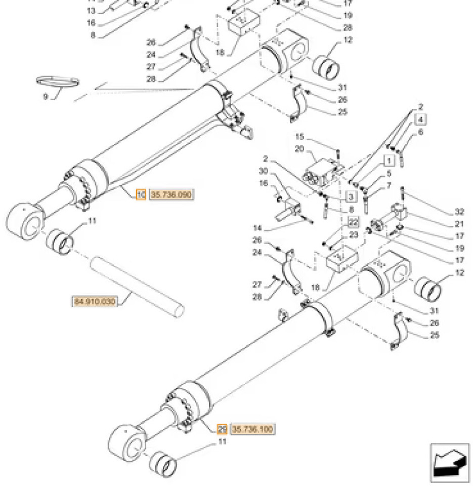 Case KWV13880 - KWV13890 LH - Cilindro hidráulico para Maquinaria de construcción: foto 1 Case KWV13880 - KWV13890 LH - Cilindro hidráulico para Maquinaria de construcción: foto 1