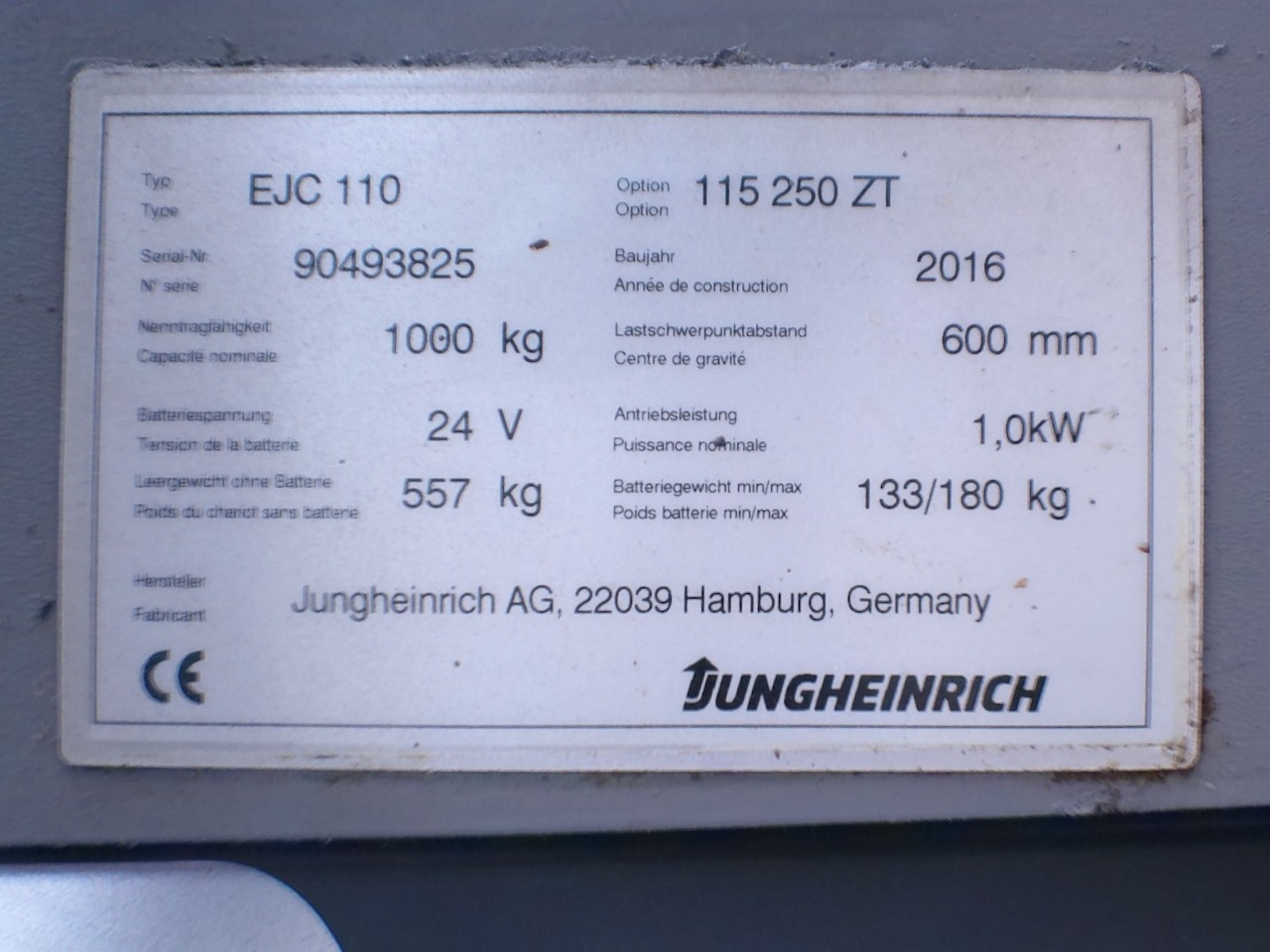 Apilador Jungheinrich EJC 110 250 ZT Li-Ion: foto 8 Apilador Jungheinrich EJC 110 250 ZT Li-Ion: foto 8