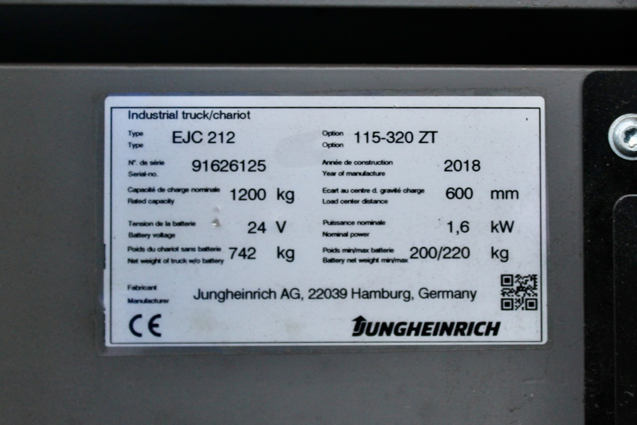 Apilador Jungheinrich EJC 212 320 ZT LI-ION: foto 8 Apilador Jungheinrich EJC 212 320 ZT LI-ION: foto 8