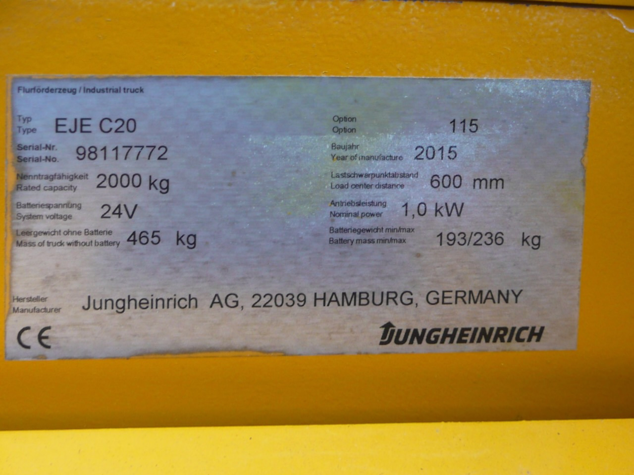 Transpaleta Jungheinrich EJE C20: foto 7 Transpaleta Jungheinrich EJE C20: foto 7